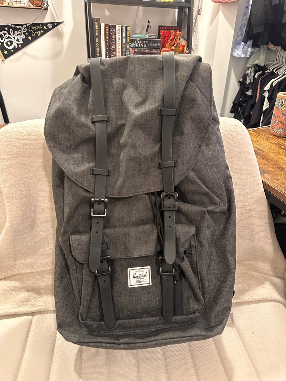Herschel Supply Company Gray Heritage-Style Backpack with Black Straps